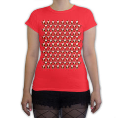 Function -  8-Bit Santa Pattern Women's Fashion T-Shirt Red