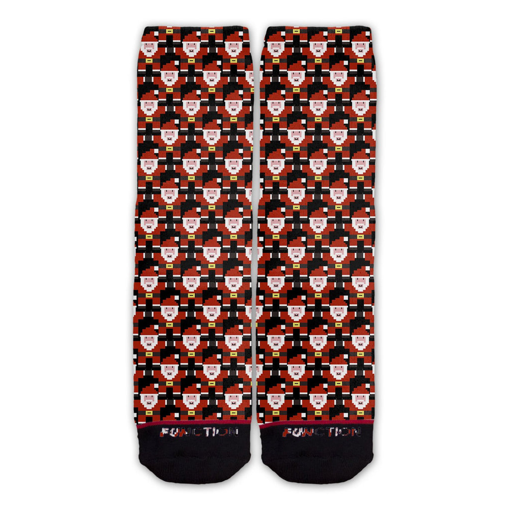 Function - 8-Bit Santa Pattern Black Fashion Sock