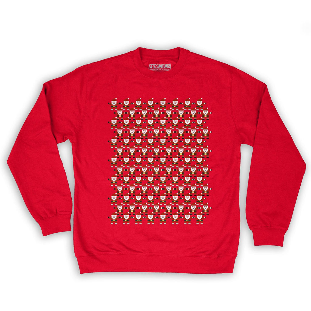 Function -  8-Bit Santa Pattern Men's Fashion Crew Neck Sweatshirt Red