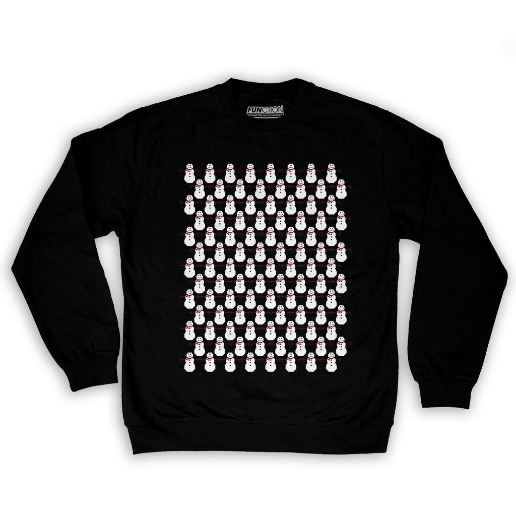 Function -  8-Bit Snowman Pattern Men's Fashion Crew Neck Sweatshirt Black