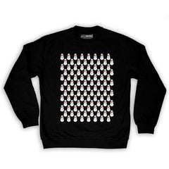 Function -  8-Bit Snowman Pattern Men's Fashion Crew Neck Sweatshirt Black
