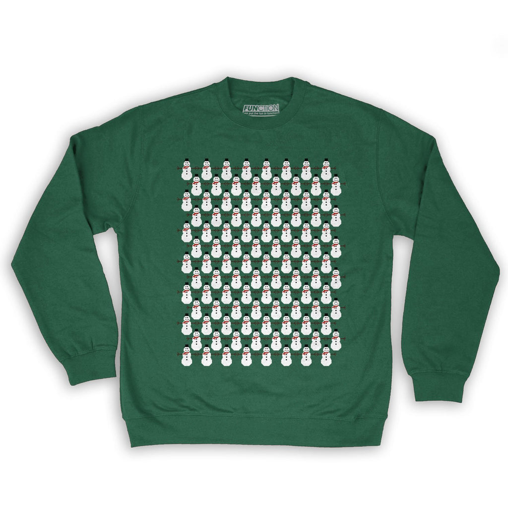 Function -  8-Bit Snowman Pattern Men's Fashion Crew Neck Sweatshirt Dark Green