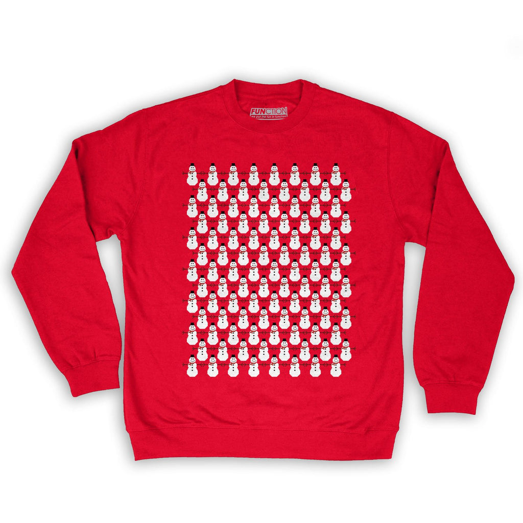 Function -  8-Bit Snowman Pattern Men's Fashion Crew Neck Sweatshirt Red