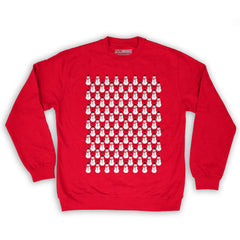 Function -  8-Bit Snowman Pattern Men's Fashion Crew Neck Sweatshirt Red