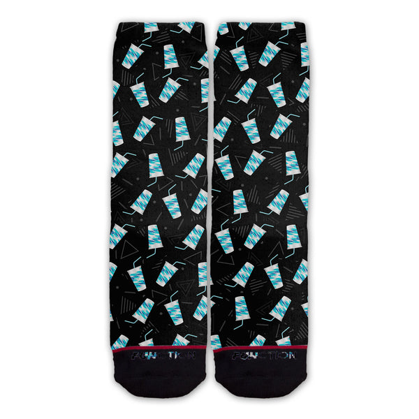 Function - 90's Cup And Straw Pattern Fashion Socks Solo Soda Jazzy 80's Paper