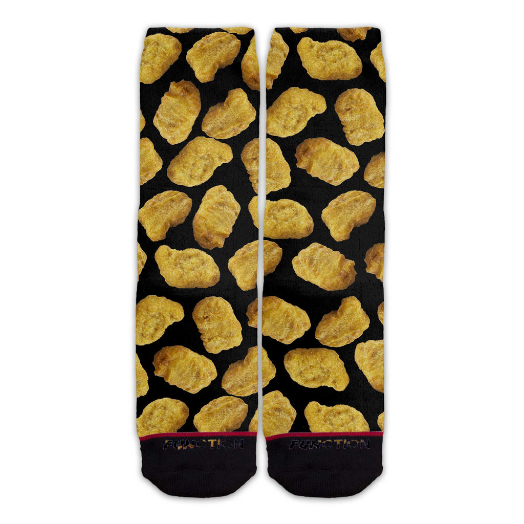 Function - Chicken Nuggets Black Pattern Adult Crew Socks