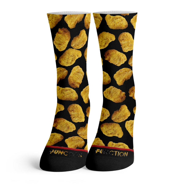 Function - Chicken Nuggets Black Pattern Adult Crew Socks