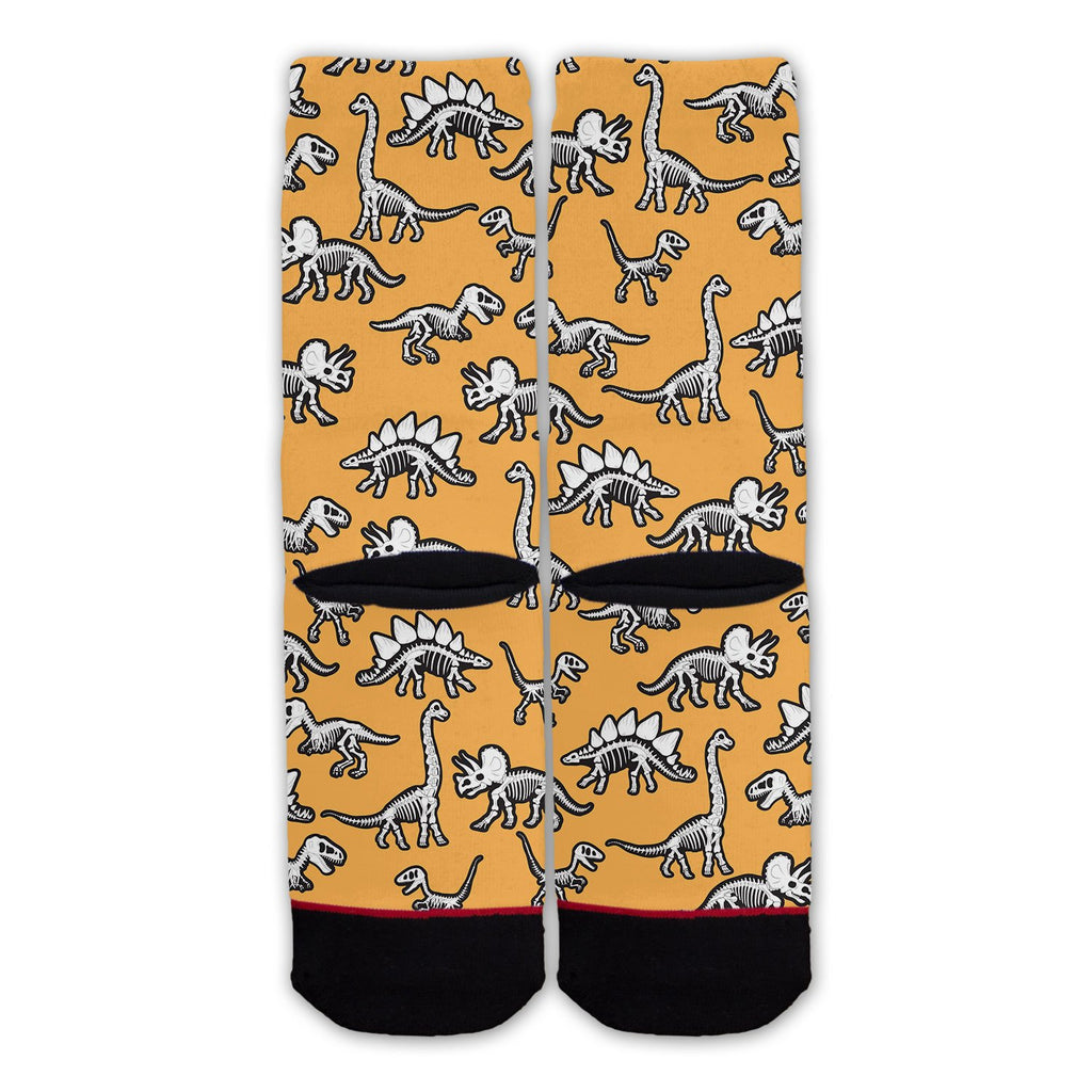 Function - Dinosaur Skeleton Pattern Orange Fashion Socks