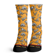 Function - Dinosaur Skeleton Pattern Orange Fashion Socks