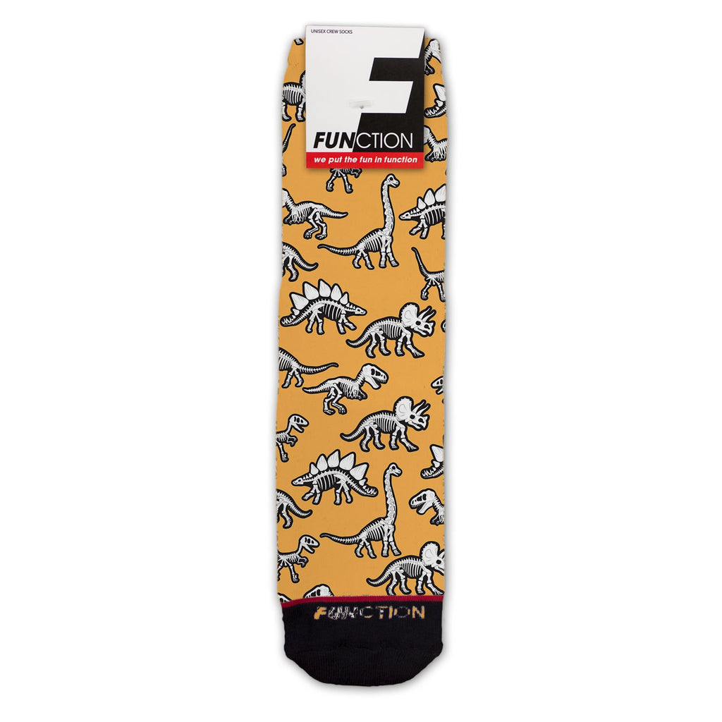 Function - Dinosaur Skeleton Pattern Orange Fashion Socks