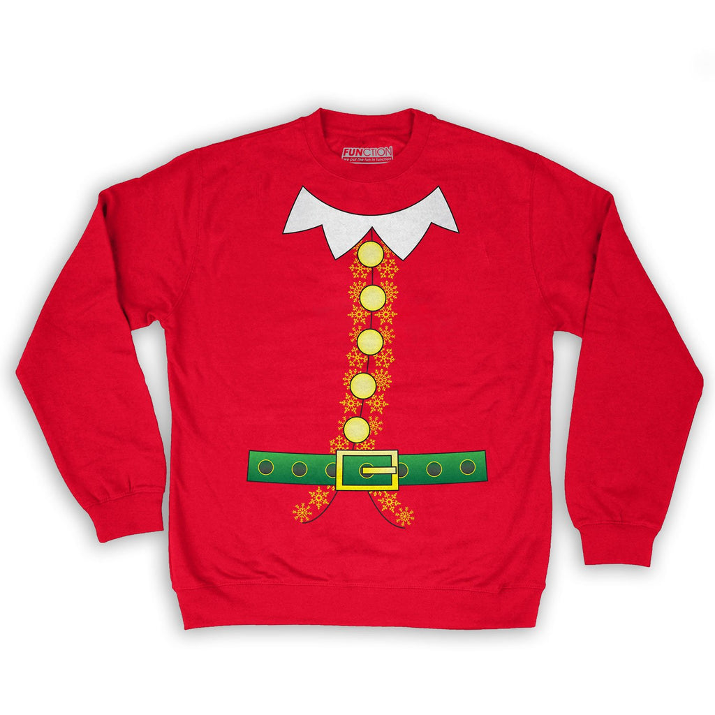 Function -  Elf Costume Men's Fashion Crew Neck Sweatshirt Red