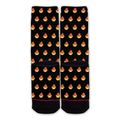Function - Fire Flame Lit AF Blaze Heat Emoji Emoticon Pattern Black Fashion Socks Dope