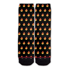 Function - Fire Flame Lit AF Blaze Heat Emoji Emoticon Pattern Black Fashion Socks Dope
