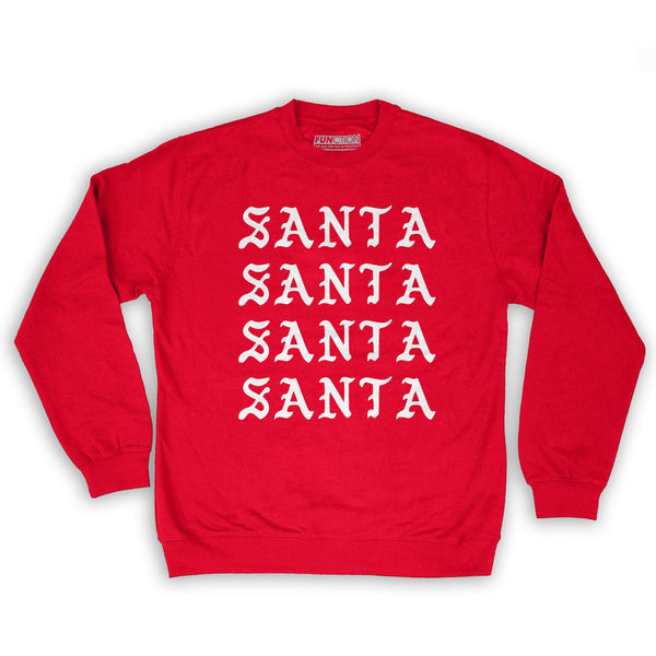 Function -  I Feel Like Santa Repeating Men's Fashion Crew Neck Sweatshirt Red