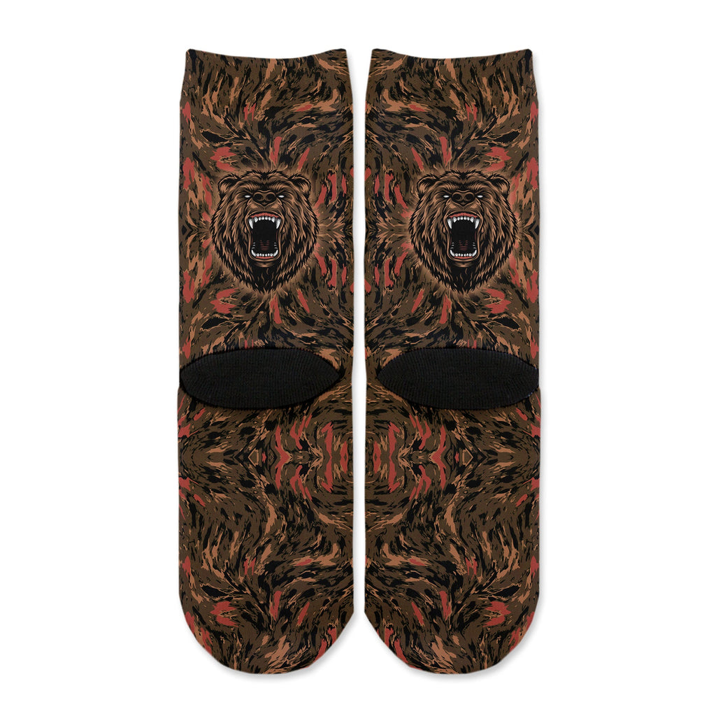 Function - Kids Angry Bear Head Adult Crew Fashion Socks Fur Retro Animal Face Youth
