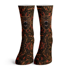 Function - Kids Angry Bear Head Adult Crew Fashion Socks Fur Retro Animal Face Youth