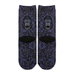 Function - Kids Angry Gorilla Head Adult Crew Fashion Socks Fur Retro Animal Face Youth