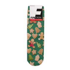 Function - Kids Christmas Cookie Pattern Green Crew Socks