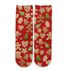 Function - Kids Christmas Cookie Pattern Red Crew Socks