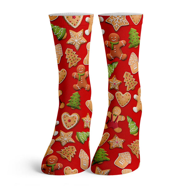 Function - Kids Christmas Cookie Pattern Red Crew Socks