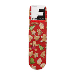 Function - Kids Christmas Cookie Pattern Red Crew Socks