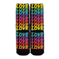 Function - Love Rainbow Text Pattern Adult Crew Fashion Socks