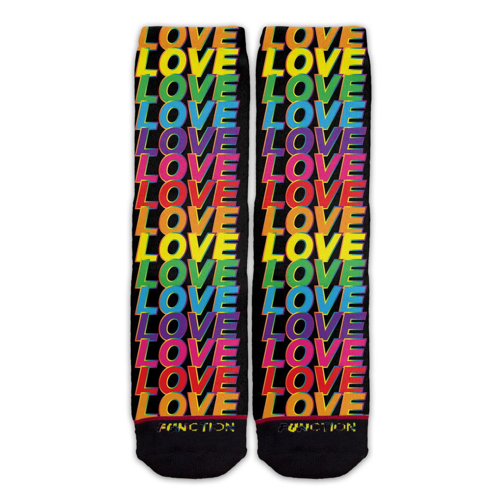 Function - Love Rainbow Text Pattern Adult Crew Fashion Socks