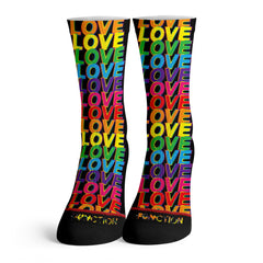 Function - Love Rainbow Text Pattern Adult Crew Fashion Socks