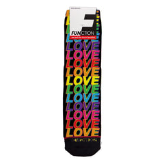 Function - Love Rainbow Text Pattern Adult Crew Fashion Socks