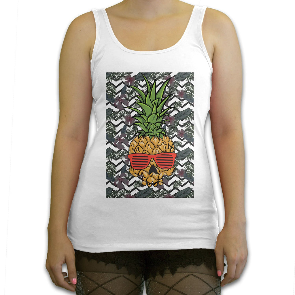 Function -  Pineapple Skull Women's Fashion Tank Top White