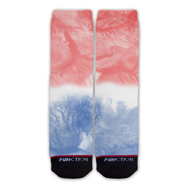 Function - Patriotic Red White and Blue Tie Dye Watercolor Fashion Socks