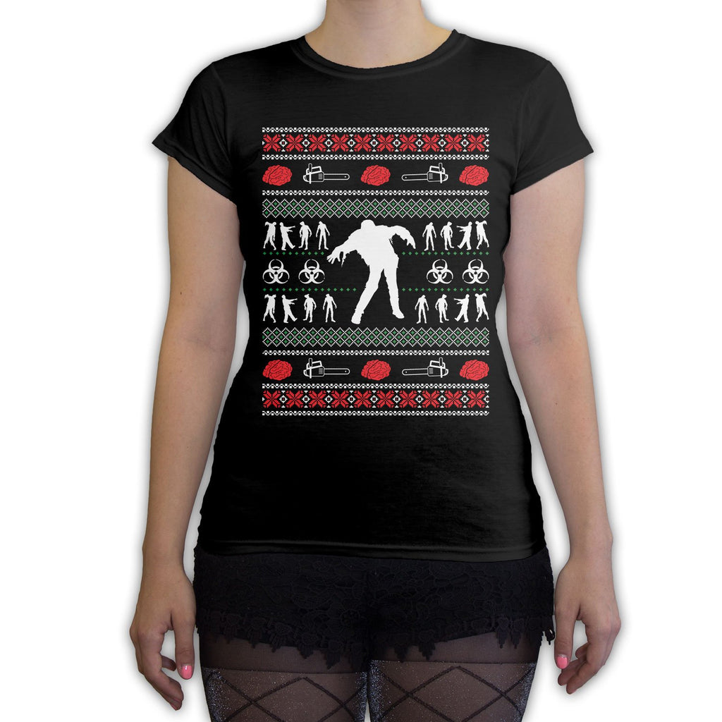 Function -  Zombie Ugly Christmas Sweater Women's Fashion T-Shirt Black
