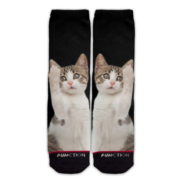 Function - Cat Middle Finger Paw Kitten Animal Unisex Crew Socks