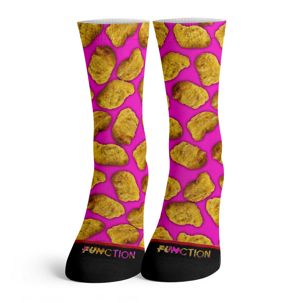 Function - Chicken Nuggets Pink Pattern Adult Crew Socks