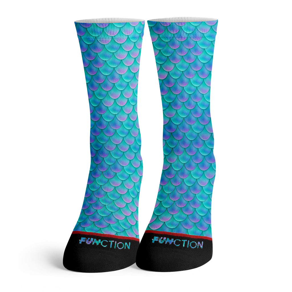 Function - Mermaid Holographic Tail Pattern Fashion Socks Fish Scales Rainbow
