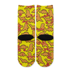 Function - Kids Cartoon Dinosaur Chicken Nuggets Yellow Pattern Crew Socks