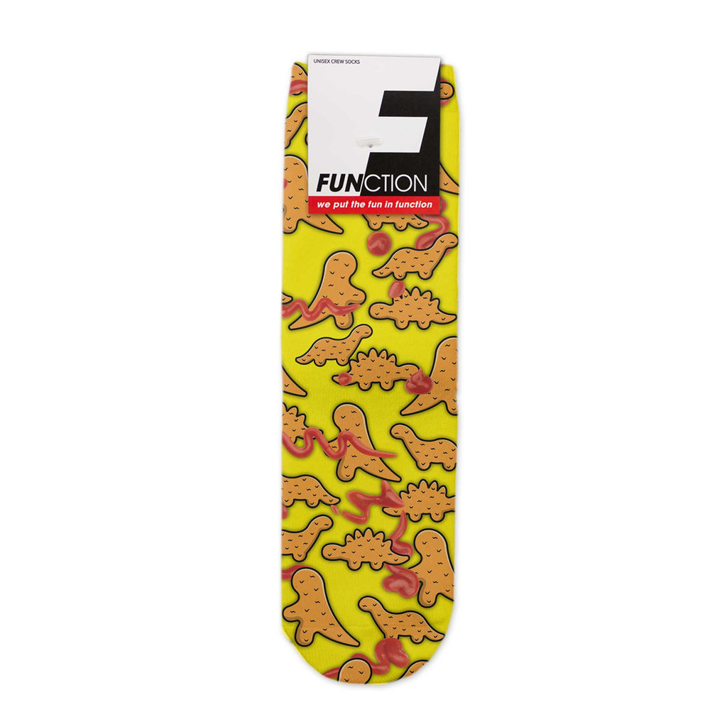 Function - Kids Cartoon Dinosaur Chicken Nuggets Yellow Pattern Crew Socks