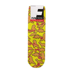 Function - Kids Cartoon Dinosaur Chicken Nuggets Yellow Pattern Crew Socks