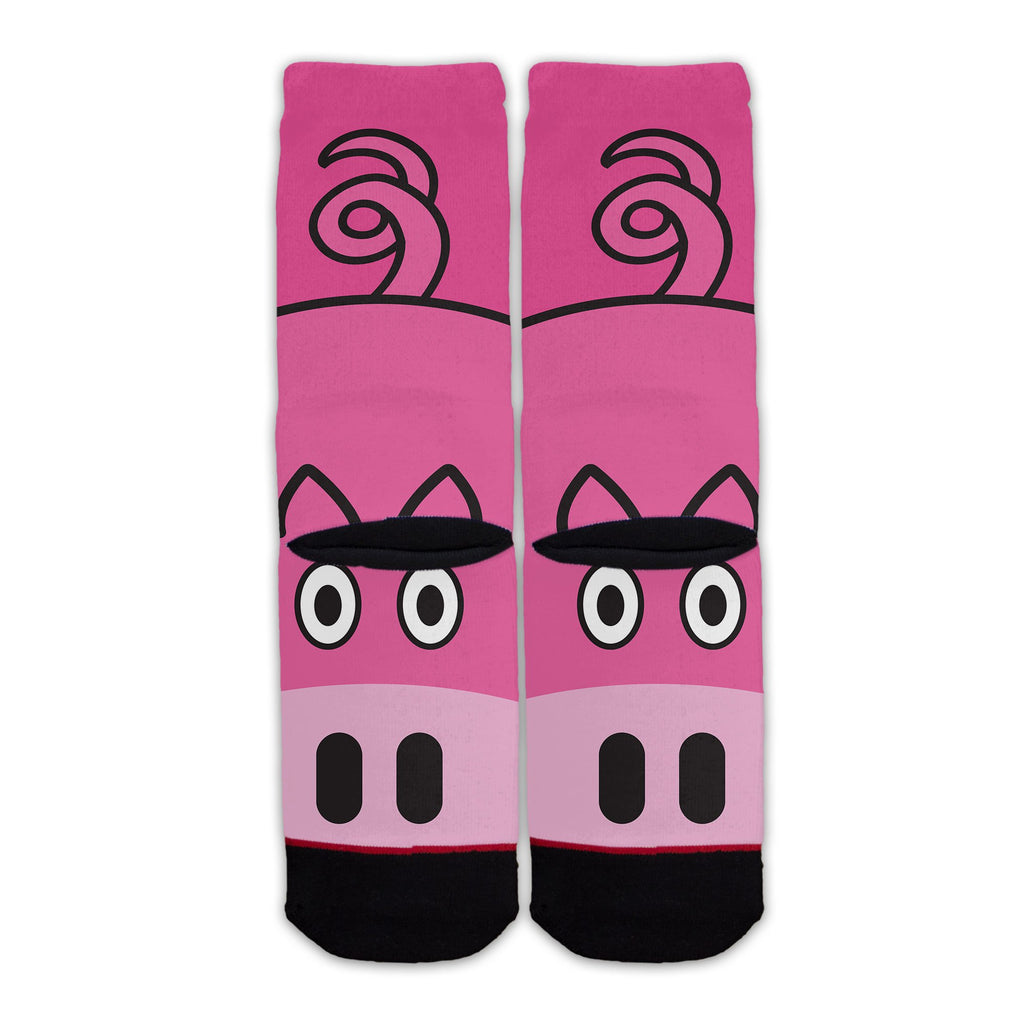 Function - Pink Pig Doodle Cartoon Farm Animal Unisex Crew Socks