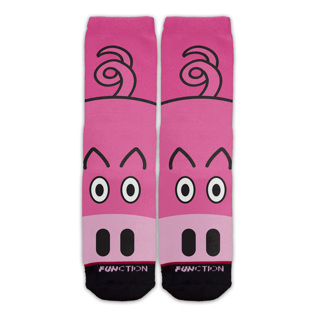 Function - Pink Pig Doodle Cartoon Farm Animal Unisex Crew Socks