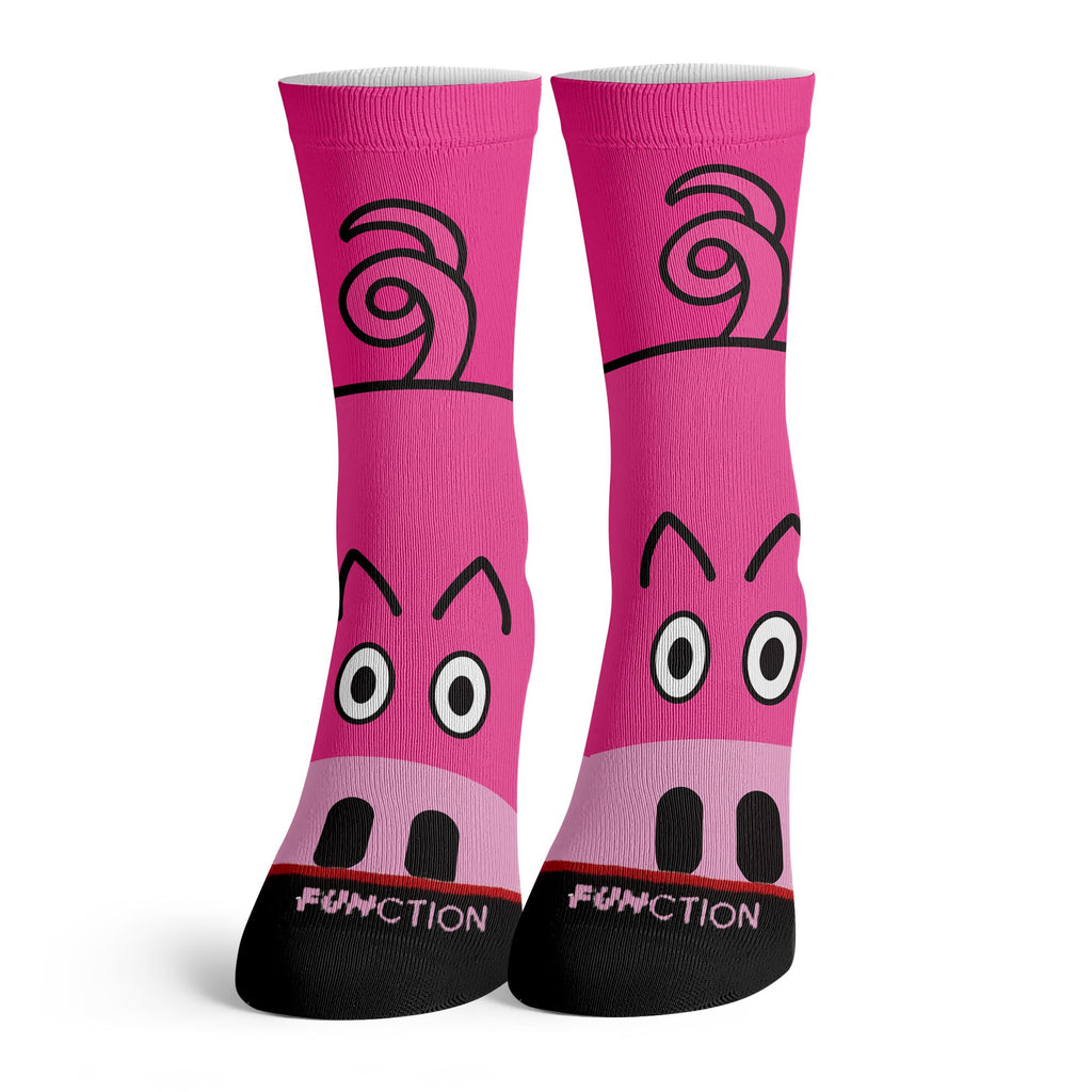 Function - Pink Pig Doodle Cartoon Farm Animal Unisex Crew Socks