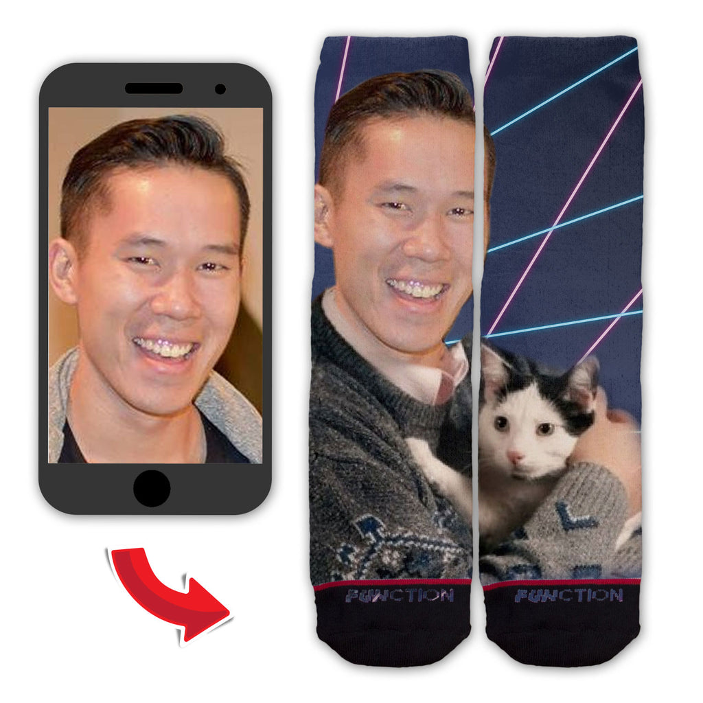 Function - Custom Face Portrait With Cats and Lasers Fashion Socks