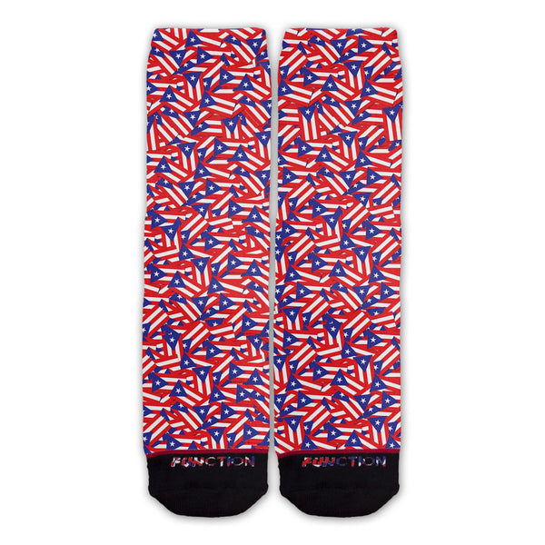 Function - Puerto Rican Flag Repeating Pattern Fashion Sock