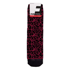Function - Red Wine Glass Line Art Pattern Black Adult Crew Socks