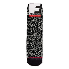 Function - White Wine Glass Line Art Pattern Black Adult Crew Socks