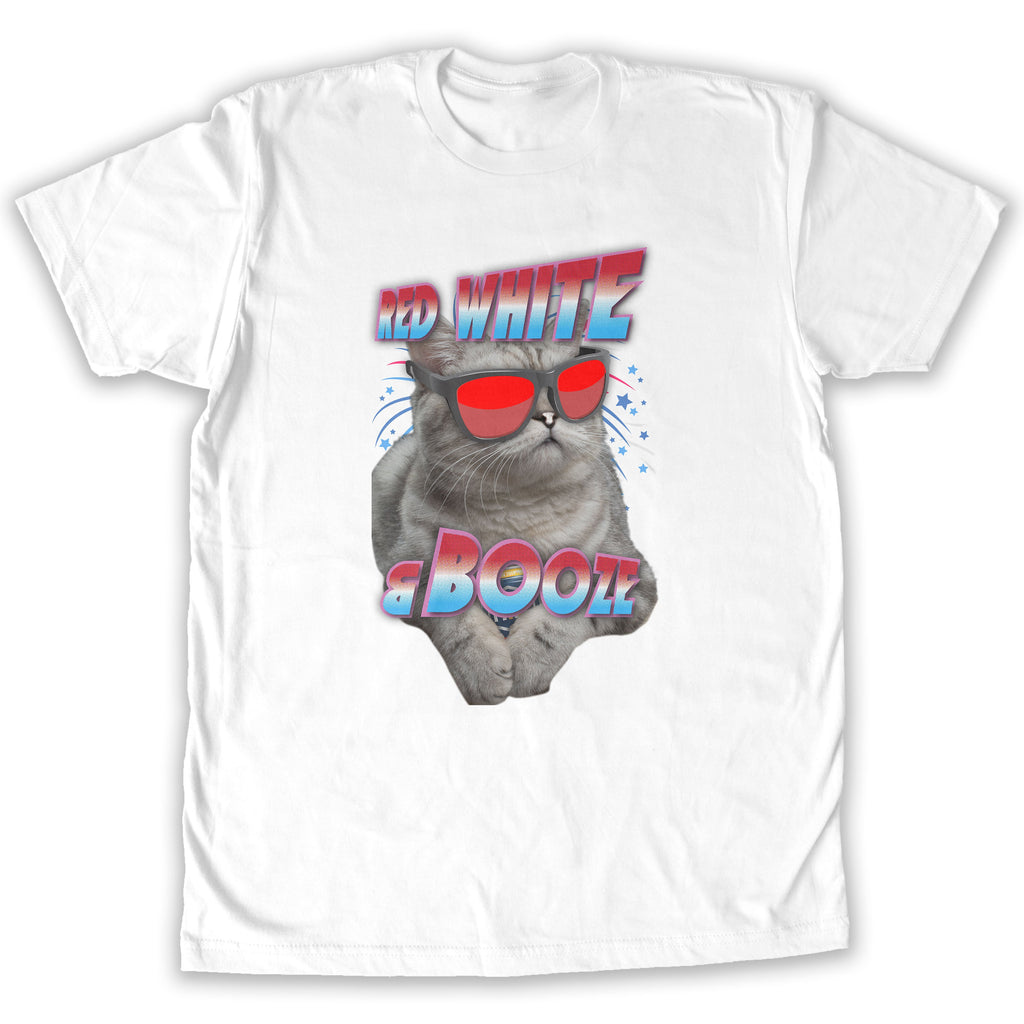 Function - Red White and Booze Cat Men's Fashion T-Shirt