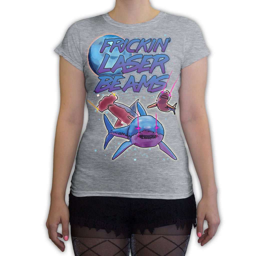 Function -  Sharks with Lasers Women's Fashion T-Shirt Heather Grey