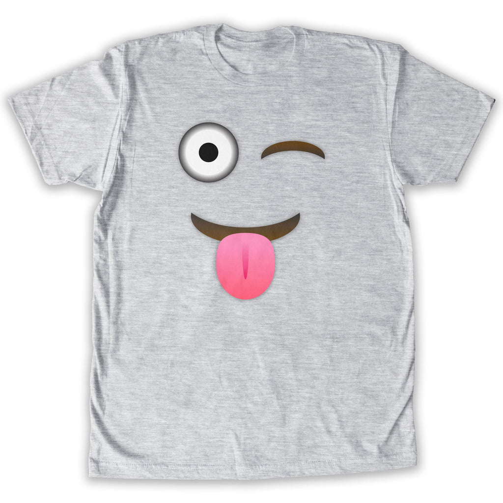 Function -  Eye wink Emoticon Men's Fashion T-Shirt Heather Grey