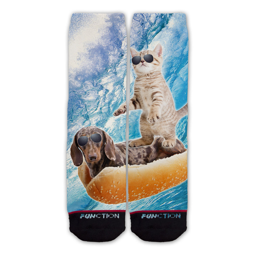 Function - Hot Dog Surfing Cat Fashion Socks