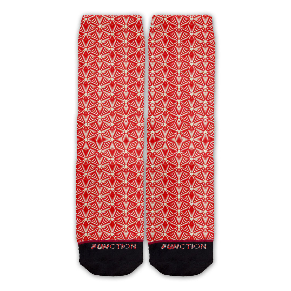 Function - Japanese Circle Wave Pattern Red Fashion Sock